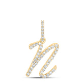 1/6CTW-DIA NK INITIAL "N" PENDANT